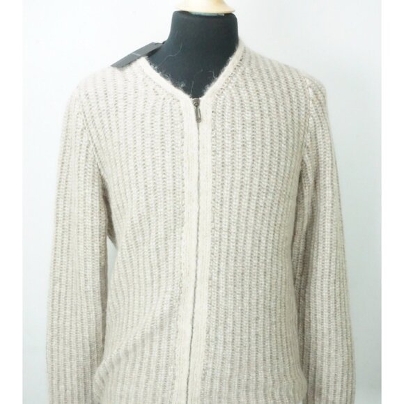 Giorgio Armani Other - Giorgio Armani Black Label Beige 100% Cashmere Zip Up Sweater Sz 48 NEW